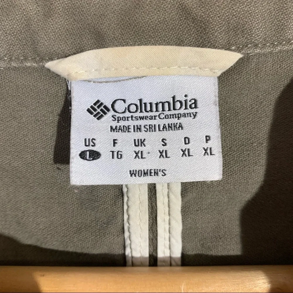 COLUMBIA WOMENS MILITARY STYLE COTTON JACKET BLAZER. OLIVE GREEN. SIZE LARGE. - Picture 7 of 8